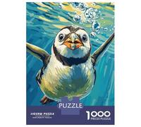 Hard Jigsaw Puzzle for Adults 1000 Pieces Penguin Swimming Underwater Illustration Jigsaw for Adults Hands-on Game Wall Art Birthday Present, Gifts, 38x26cm/1000pcs