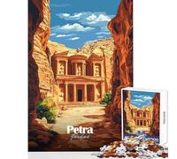 Hard Jigsaw Puzzle for Adults 1000 Pieces Petra Jordan Travel Poster Jigsaw Puzzle 1000 Relaxing Games Great Gifts for Games Staycation Kill Time (38x52cm)