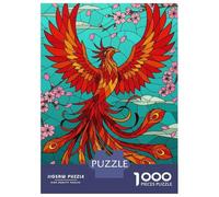 Hard Jigsaw Puzzle for Adults 1000 Pieces Phoenix And Cherry Blossoms Stained Glass Jigsaw Brain Teaser Game Analysis And Logic Great Gift for Gaming 38x26cm/1000pcs