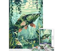 Hard Jigsaw Puzzle for Adults 1000 Pieces Pike Fish Underwater DIY Toys Gift Birthday Practical Game Artists' Collection, Fine Arts Size 38x26cm