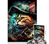 Hard Jigsaw Puzzle for Adults 1000 Pieces Pirate Cat Portrait Educational Game Improve Memory Anti-Stress Toys Fun at Home Activities, (26X38cm)