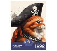 Hard Jigsaw Puzzle for Adults 1000 Pieces Pirate Cat Portrait Jigsaw Brain Teaser Game Analysis And Logic Great Gift for Gaming 52x38cm/1000pcs