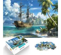 Hard Jigsaw Puzzle for Adults 1000 Pieces Pirate ship in Caribbean Made of cardboard for ages 14 and over learning educational game Improving love between couples。size:38x52cm/14.96x20.47inch