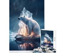 Hard Jigsaw Puzzle for Adults 1000 Pieces Polar Bear Ice Bear Toy Wall Decor Art Work Gift Practical Game Artists' Collection, Fine Arts Size 38x26cm