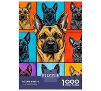 Hard Jigsaw Puzzle for Adults 1000 Pieces Pop Art German Shepherd Jigsaw Brain Teaser Game Analysis And Logic Great Gift for Gaming 52x38cm/1000pcs