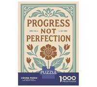 Hard Jigsaw Puzzle for Adults 1000 Pieces Progress Not Perfection Floral Art Print Puzzle for Adults Hands-on Game Difficult Hard Birthday Present, Gifts, 52x38cm/1000pcs