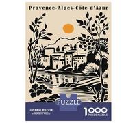 Hard Jigsaw Puzzle for Adults 1000 Pieces Provence-Alpes-Côte DAzur Illustration Puzzle for Adults Hands-on Game Difficult Hard Birthday Present, Gifts, 70x50cm/1000pcs