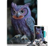 Hard Jigsaw Puzzle for Adults 1000 Pieces Purple Owl with Sharp Talons Challenging Game Toys Pattern Assembly Art Work Gift (size 38x26cm)
