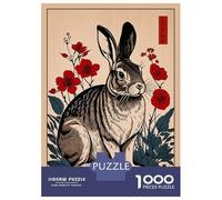 Hard Jigsaw Puzzle for Adults 1000 Pieces Rabbit Japanese Art Adult Jigsaw Relaxing Games Difficult Hard Educational Challenge 38x26cm/1000pcs