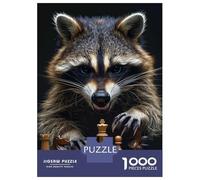 Hard Jigsaw Puzzle for Adults 1000 Pieces Raccoon Chess Jigsaw Brain Teaser Game Analysis And Logic Great Gift for Gaming 70x50cm/1000pcs