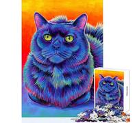 Hard Jigsaw Puzzle for Adults 1000 Pieces Rainbow Black Kitty Cat Relaxing Games Perfect Decoration Home Decoration Toys Artists' Collection, Fine Arts (50x75cm)