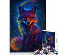 Hard Jigsaw Puzzle for Adults 1000 Pieces Rainbow Fox in Enchanted Forest Home Decoration Toys Gifts for Women Men Relax Games Challenging To Complete Size 50x75cm