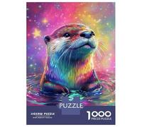 Hard Jigsaw Puzzle for Adults 1000 Pieces Rainbow Otter in Starry Waters Jigsaw Brain Teaser Game Analysis And Logic Great Gift for Gaming 52x38cm/1000pcs