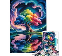 Hard Jigsaw Puzzle for Adults 1000 Pieces Rainbow Tree Reflection in Water Difficult And Challenge Home Art Decor Family Game for And from 14 Years And over (50x75cm)