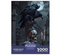 Hard Jigsaw Puzzle for Adults 1000 Pieces Raven And Goth Skulls 2 Teenager Puzzles Hands-on Game Staycation Kill Time Great Gift for Gaming 70x50cm/1000pcs
