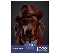 Hard Jigsaw Puzzle for Adults 1000 Pieces Red Dachshund Mafia Boss Puzzles for Adults Family Games Pattern Assembly Challenging To Complete 38x26cm/1000pcs