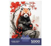 Hard Jigsaw Puzzle for Adults 1000 Pieces Red Panda Japan Ink Art Puzzle for Adults Hands-on Game Difficult Hard Birthday Present, Gifts, 52x38cm/1000pcs