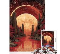 Hard Jigsaw Puzzle for Adults 1000 Pieces Red Planet Landscape with River Practical Game Wall Decoration Home Decoration Toys Birthday And Unique Gifts (38x26cm)