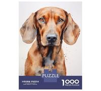 Hard Jigsaw Puzzle for Adults 1000 Pieces Redbone Coonhound Painting Adult Puzzles Relax Games Enhance Memory Great Gift for Gaming 38x26cm/1000pcs