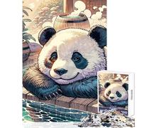Hard Jigsaw Puzzle for Adults 1000 Pieces Relaxing Panda at Hot Springs Relaxing Games Perfect Decoration Home Decoration Toys Artists' Collection, Fine Arts (38x52cm)