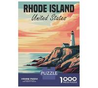 Hard Jigsaw Puzzle for Adults 1000 Pieces Rhode Island Lighthouse Sunset Adult Jigsaw Puzzle Relax Games Enhance Memory Educational Challenge 38x26cm/1000pcs