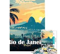 Hard Jigsaw Puzzle for Adults 1000 Pieces Rio De Janeiro Sunset Educational Challenge Wall Decoration Toy Wall Decor for Age 14+ Game (38X26cm)