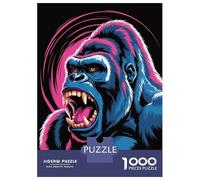 Hard Jigsaw Puzzle for Adults 1000 Pieces Roaring Gorilla with Pink Accents Jigsaw for Adults Relax Games Difficult Challenge Birthday Present, Gifts, 52x38cm/1000pcs