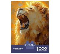 Hard Jigsaw Puzzle for Adults 1000 Pieces Roaring Lion Power - Bold Impasto Textured Painting Jigsaw Brain Teaser Game Analysis And Logic Great Gift for Gaming 70x50cm/1000pcs