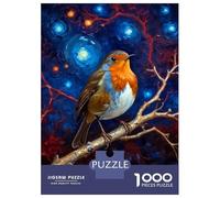 Hard Jigsaw Puzzle for Adults 1000 Pieces Robin in Starry Night Puzzles for Adults Toy Wall Decor Stress Reliever Birthday Present, Gifts, 38x26cm/1000pcs