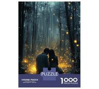 Hard Jigsaw Puzzle for Adults 1000 Pieces Romantic Couple in Magic Forest with Glowing Fireflies Puzzles for Adults DIY Toys Improve Memory Birthday Present, Gifts, 38x26cm/1000pcs
