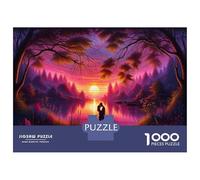 Hard Jigsaw Puzzle for Adults 1000 Pieces Romantic Sunset Lake Puzzles for Adults DIY Toys Improve Memory Birthday Present, Gifts, 38x26cm/1000pcs