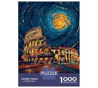 Hard Jigsaw Puzzle for Adults 1000 Pieces Rome Colosseum Italy Night Art Puzzles for Adults Brain Teaser Game Analysis And Logic Gifts for Friends And Family 52x38cm/1000pcs