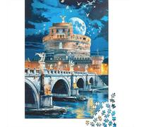 Hard Jigsaw Puzzle for Adults 1000 Pieces Rome Night Castle Bridge Adult Jigsaw Puzzle Hands-on Game For Family Fun Challenging To Complete 38x26cm/1000pcs
