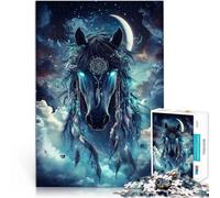 Hard Jigsaw Puzzle for Adults 1000 Pieces Sacred Horse Made of cardboard，for 14+ Work of art Wall decoration Unique gifts for birthday and Christmas。size：26x38cm/10.24x14.96inch