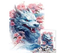 Hard Jigsaw Puzzle for Adults 1000 Pieces Sakura Dragon Chinese Puzzles for Teenagers Staycation Kill Time Fun Activities at Home Challenging Game Gifts (50x75cm)