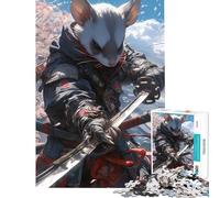 Hard Jigsaw Puzzle for Adults 1000 Pieces Samurai Ferret with Katana Help The Brain Exercise For Family Fun Educational Toy for Ages 14 And over (38X26cm)