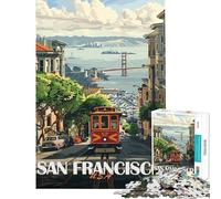Hard Jigsaw Puzzle for Adults 1000 Pieces San Francisco Cable Car for Birthday, Chrismas Perfect Decoration Educational Game Suitable for Ages 14 And Up (38x26cm)