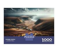 Hard Jigsaw Puzzle for Adults 1000 Pieces Scenic Valley with Horses Grazing Adult Jigsaw Puzzle Relax Games Enhance Memory Educational Challenge 38x26cm/1000pcs