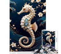 Hard Jigsaw Puzzle for Adults 1000 Pieces Seahorse Kintsugi Art Educational Toy Great Gift for Games Educational Games Artists' Collection, Fine Arts Size 38x52cm