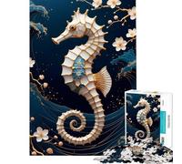 Hard Jigsaw Puzzle for Adults 1000 Pieces Seahorse Kintsugi Art Help The Brain Exercise For Family Fun Educational Toy for Ages 14 And over (50X75cm)