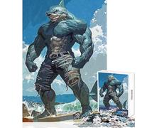 Hard Jigsaw Puzzle for Adults 1000 Pieces Shark Character Educational Games Difficult Hard Toy Wall Decor Artists' Collection, Fine Arts (38x52cm)