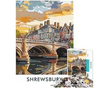 Hard Jigsaw Puzzle for Adults 1000 Pieces Shrewsbury Bridge Jigsaws for Adults Relaxing Games Staycation Kill Time Birthday Present, Gifts, (size 38x52cm)