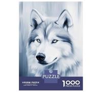 Hard Jigsaw Puzzle for Adults 1000 Pieces Siberian Husky Portrait in Blue Tones Puzzles for Adults Family Games Pattern Assembly Challenging To Complete 52x38cm/1000pcs