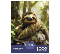 Hard Jigsaw Puzzle for Adults 1000 Pieces Sloth Chilling Turtle Back Jigsaw Anti-Stress Toys Analysis And Logic Birthday Present, Gifts, 38x26cm/1000pcs