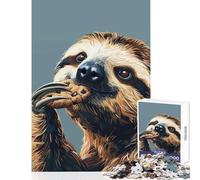 Hard Jigsaw Puzzle for Adults 1000 Pieces Sloth Eating Cookie Educational Toy Great Gift for Games Educational Games Artists' Collection, Fine Arts Size 38x52cm