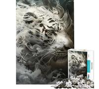 Hard Jigsaw Puzzle for Adults 1000 Pieces Smoky Tiger Beast Difficult And Challenge Staycation Kill Time Impossible Game for 14+ Puzzle Game Offered (50x75cm)