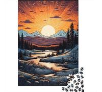 Hard Jigsaw Puzzle for Adults 1000 Pieces Snowy Mountain Sunset Adult Jigsaw Puzzle Hands-on Game For Family Fun Challenging To Complete 38x26cm/1000pcs