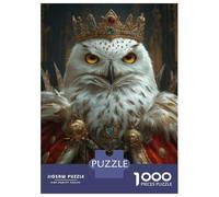 Hard Jigsaw Puzzle for Adults 1000 Pieces Snowy Owl Bird King Jigsaw for Adults Relax Games Difficult Challenge Birthday Present, Gifts, 52x38cm/1000pcs