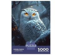 Hard Jigsaw Puzzle for Adults 1000 Pieces Snowy Owl in Winter Forest Jigsaw for Adults Relax Games Difficult Challenge Birthday Present, Gifts, 52x38cm/1000pcs