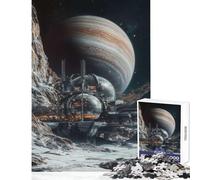 Hard Jigsaw Puzzle for Adults 1000 Pieces Space Station on Alien Planet Toy Wall Decor Art Work Gift Practical Game Artists' Collection, Fine Arts Size 50x75cm